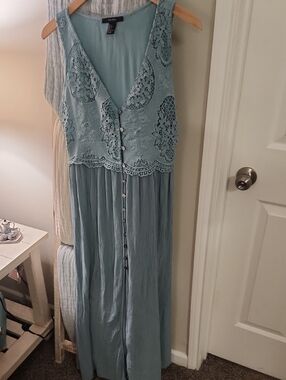 Forever 21 Lace-Top Maxi Dress in Light Blue